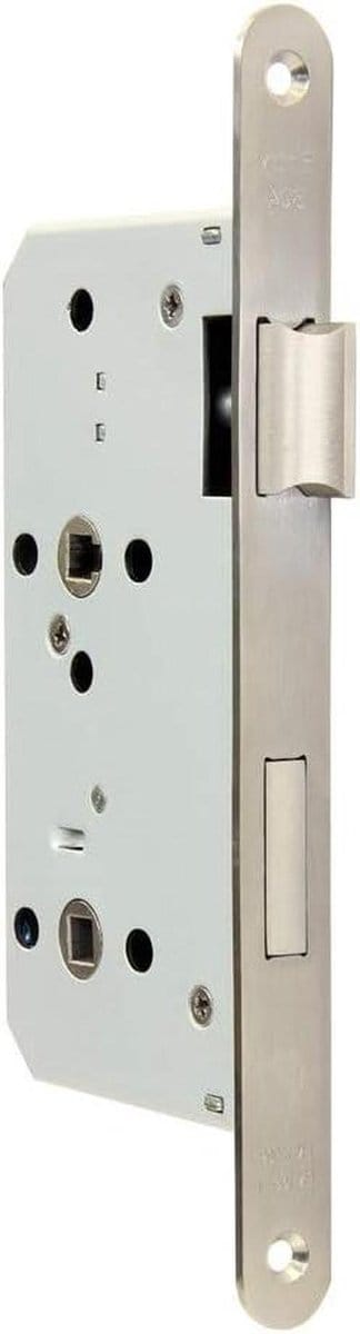 Deur insteekslot - Badkamer slot - Toilet deur - Roestvrij staal - Doornmaat 55mm - Zilverkleurig