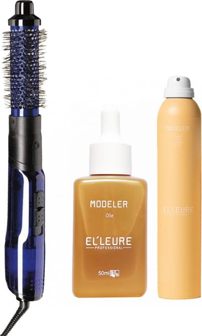 Babyliss PRO Warme lucht borstel Blue Lightning + Elleure Modeler Olie 50ml + Haarlak 300ml