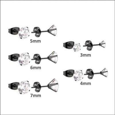 Aramat Jewels | Oorbellen | Fonkelende Zwarte Zirkonia Oorbellen | 7mm | | | Staal | Kinderen, Volwassenen | Verkleurd niet