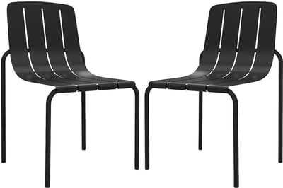 Vente-unique Set van 2 stapelbare metalen tuinstoelen - Zwart - BALVORA van MYLIA