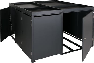 Containerberging & Fietsenstalling - Fietsberging - gereedschapshok, afsluitbaar met plantenbak MCW-N79, afsluitbaar 130x193x208 cm metaal antraciet