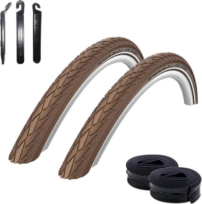 2x Fietsbanden Stadsfiets 47-622 (28 x 1.75) met Binnenbanden en Bandenlichters