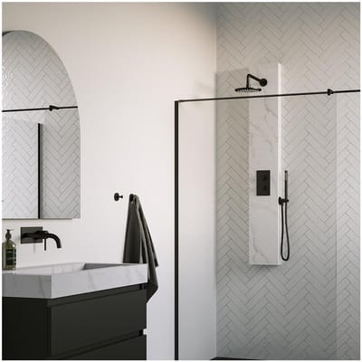 Brauer Black Edition Thermostatisch Douchepaneel Calacatta Gold - 20 cm - 2-weg - Mat Zwart