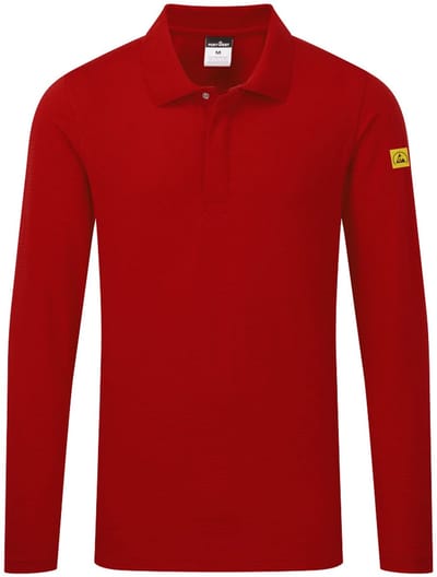 Portwest Anti-statische ESD Polo Lange Mouw AS23 - Diep Rood - L