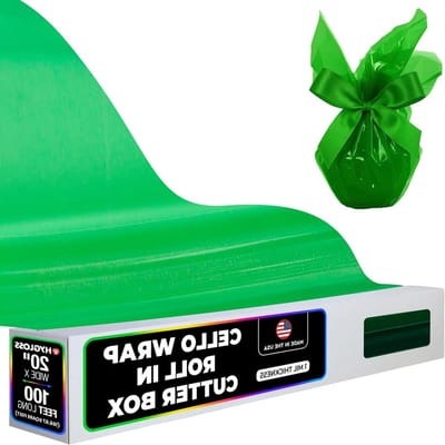 Cellofaan Rol - Cellowrap Geschenken - Ambachten en Decoratie - Inclusief Snijdoos - 20 inch x 100 voet - Groen