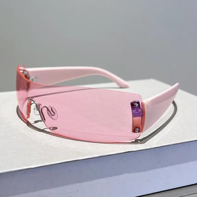 Comfortabel Duurzaam Hoge Kwaliteit High End Ontwerper Stijl Edgy Punk Randloos Geklonken Vrouwelijk Voor Zowel Mannelijke Zonnebrillen white