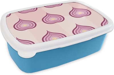 Broodtrommel Blauw - Lunchbox - Brooddoos - Paars - Patronen - Uien - 18x12x6 cm - Kinderen - Jongen