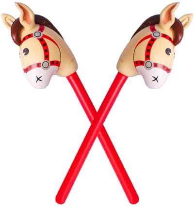 Dailygoods- Opblaasbare Paardenhoofdstaven 2 Stuks - Opblaasbaar Paardenspeelgoed - Themafeestdecoraties - Cowboyballonnen - Kinderversiering - Veilig en Duurzaam
