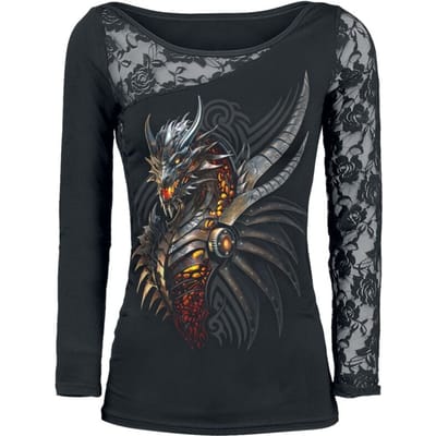 Spiral Shirt met lange mouwen - Razor Back - L tot XL - voor Vrouwen - zwart