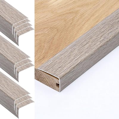 Metalen trapneuzen - Trap randtrim - Veilige trappen - Houtnerf afwerking - 10 stuks - Donker
