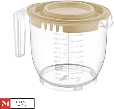Maat en mixbeker met deksel 2200 ml - Mengkom met deksel - BPA-vrij materiaal - Bruin