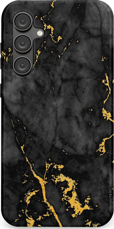 Casetastic hoesje geschikt voor Samsung Galaxy S23 FE - Dubbellaagse bescherming - Zwarte Marmer Goud - Fashion Case - Zwart Goud