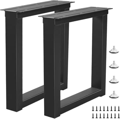 Set van 2 Zwarte Metalen Tafelpoten 40cm - Zwaar Belastbaar voor Salontafel of Bureau