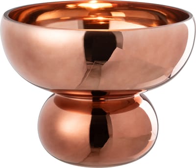 J-Line windlicht Op Voet Afgerond - glas - bruin - Ø 23 cm