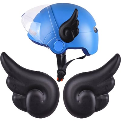 2 Stuks Helm Engelenvleugel Ornament met Basis en Tapes voor Fietshelm Motorhelm Snowboardhelm (Helm Niet blue