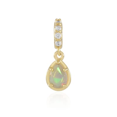 Cavill - 925 Sterling Zilver Verguld Hanger - Welo Opaal Peervorm 0,355 ct - Tanzania Zirkonia 0,165 ct - Elegante Handgemaakte Sieraad