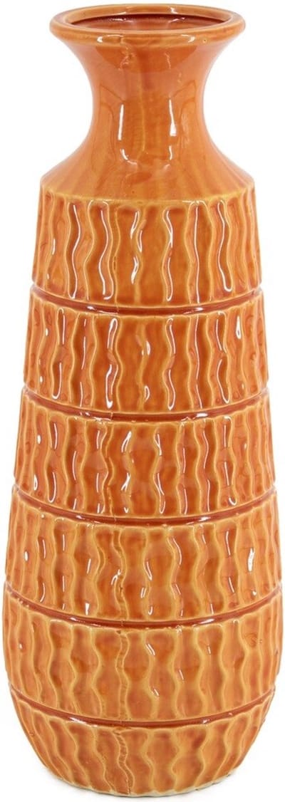 HomeBound by KY | Aardewerk vaas tangerine/oranje | 15x15x30,5cm | vaas aardewerk