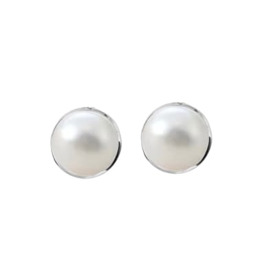 Magneet oorbellen parel zilverrand 10 mm- geen gaatje- Charme Bijoux