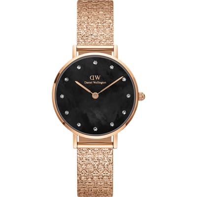 Daniel Wellington DW Watch Petite Lumine Pressed Piano Black MoP Rose Gold 28mm