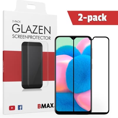 2-pack BMAX geschikt voor de Glazen Screenprotector Samsung Galaxy A30s Full Cover Glas / Met volledige dekking / Beschermglas / Tempered Glass / Glasplaatje