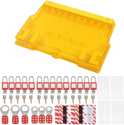 Lockout Tagout Kit - Veiligheidsslot Set - Fabrieksbeheer - Ondoorzichtig Met Deksel - 70 x 45 x 11 cm - Grijs