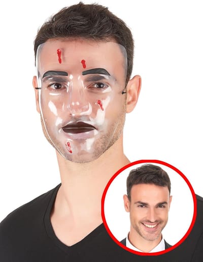 Vegaoo - Doorzichtig kogelgat masker voor volwassenen
