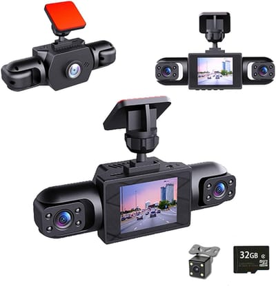 KZQ 4-kanaals dashcam auto 360 graden met 4 camera's 1080p voor achter links rechts 2 inch scherm full view opname met 32GB SD-kaart voor maximale veiligheid