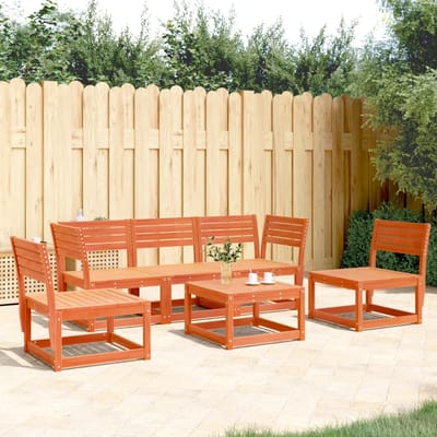 vidaXL - 5-delige - Loungeset - massief - grenenhout - wasbruin