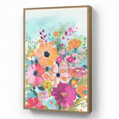 Wandlamp 60x90 cm - Oplaadbaar - Bloemen - Schilderij - Natuur - Botanisch - Wandlampen binnen woonkamer - Slaapkamer lamp - Decoratieve nachtlamp - Vloerlamp draadloos