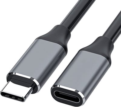 USB-C (male) naar USB-C (female) adapter - oplader verleng kabel - oplaadkabel - verlengkabel -25 cm - Zwart - Provium
