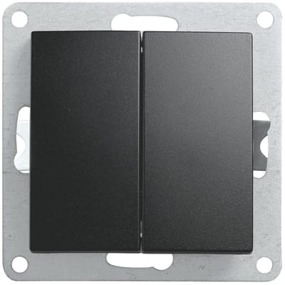 Serieschakelaar 2-voudig - Wandlichtschakelaar - Dubbel lichtmanagement - Schroefklemmen installatie - 80x80x40 mm - Mat zwart
