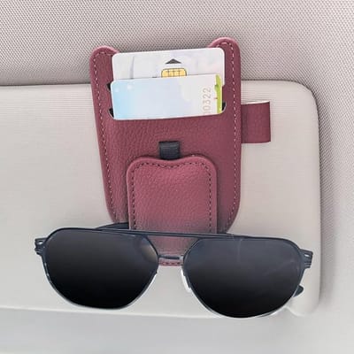 Famanu – Zonnebrilhouder voor autovizier, magnetische clip met kaartsleuven voor bril