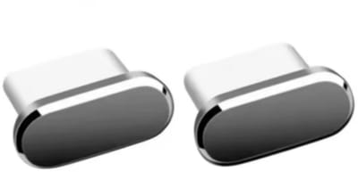 Tweedelige metalen Type-C stofpluggen - Grijs - bescherming voor de oplaadpoort - USB-C oplaadpoortplug - beschermhoes voor mobiele telefoon - stof- en vuilafstotend