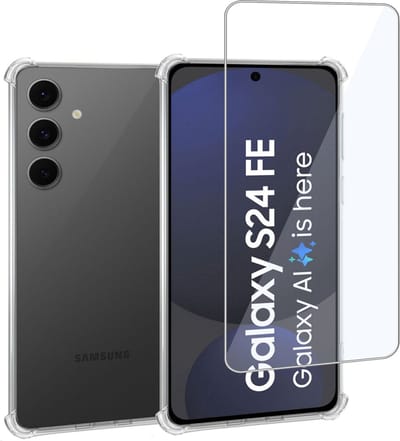 Geschikt voor Samsung Galaxy S24 FE - Hoesje + Screenprotector – Gehard Glas Cover + Shock Proof Case - Transparant