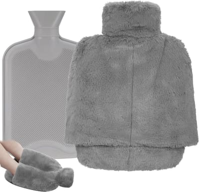 Grote Rubberen Warmwaterkruik met Fleece Hoes voor Voeten en Lichaam