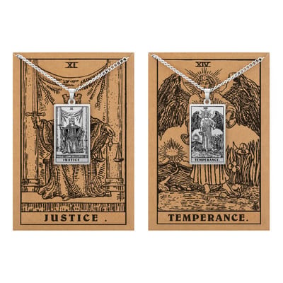Tarot Ketting 11 | 14 bundel - Gerechtigheid & Matigheid - Zilverkleurig Stainless Steel - Inclusief Rider-Waite Kaartjes - 60cm - Pax Amare