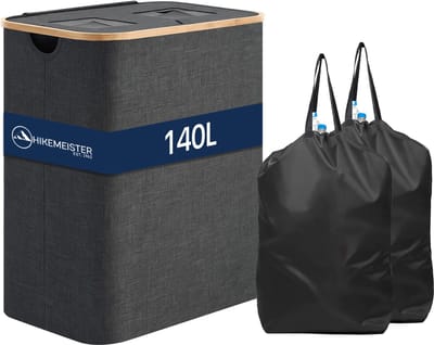 Meisterhome® Flessenmand met flessentas – Statiegeld prullenbak voor lege flessen & blikken – Recycle bak – Afvalscheidingsbak – Statiegeld container - 140L