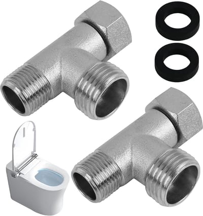 2x RVS T-Aansluiting 3/8" x 1/2" - 3-Weg Waterkraan voor Toilet en Sanitair
