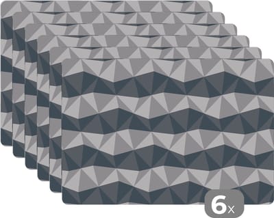 Placemat - Placemats kunststof - Zebra - Geometrie - Patronen - 45x30 cm - 6 stuks - Hittebestendig - Anti-Slip - Onderlegger - Afneembaar