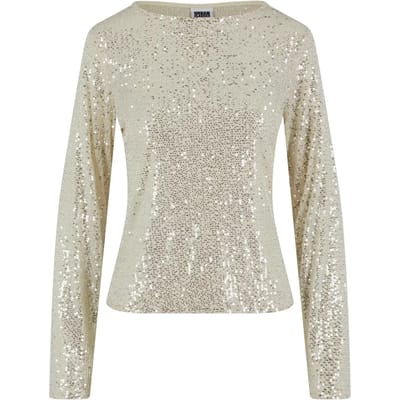 Urban Classics - Sequins Longsleeve top - XS - Creme