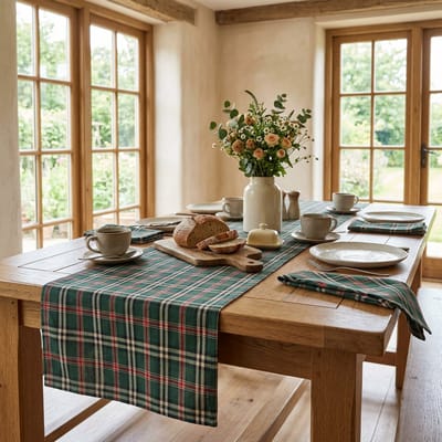 Tafelloper Castle Groen – 50x150 cm – Schotse ruit / Tartan / Kerst – Landelijk Tafelkleed