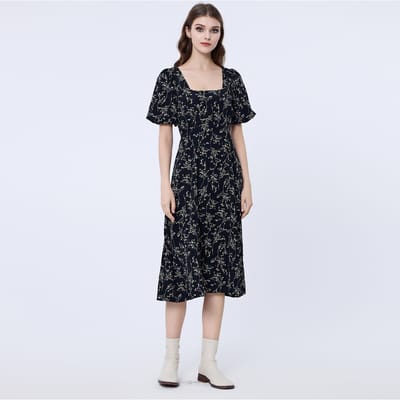 Vierkante halslijn Liberty print jurk
