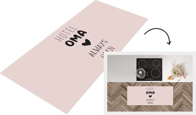 Keukenloper - Loper keuken - Spreuken - Hotel oma always open - Quotes - Oma - 120x50 cm - Keukenloper vinyl