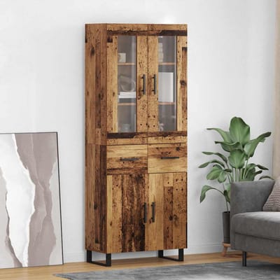 vidaXL - Highboard - 2 - st - Oud - Hout - 69,5 - x - 34 - x - 180 - cm - Bewerkt - hout