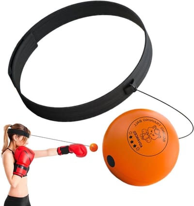 Boksbal Hoofdband - Reactiebal Training - Verbeter Coördinatie - Verstelbare Pasvorm - 25 x 4 cm - Oranje