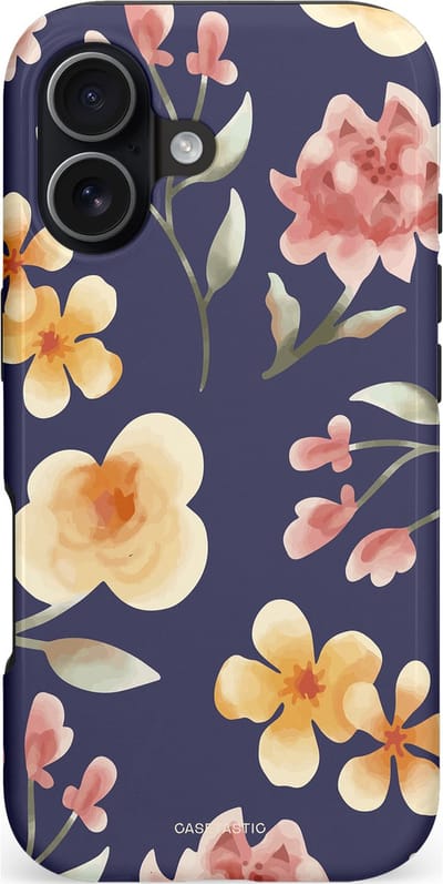 Casetastic hoesje geschikt voor Apple iPhone 17 - MagSafe - Dubbellaagse bescherming - Bloesemnacht Marine - Fashion Case - Donkergrijs Zand Donkerblauw Grijs