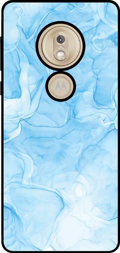 Smartphonica Telefoonhoesje Geschikt voor Motorola Moto G7 Play met marmer opdruk - TPU backcover case marble design - Lichtblauw geschikt voor Motorola Moto G7 Play