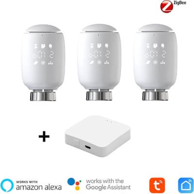 AQIOS Slimme Radiatorknoppen starterskit (3 radiatorknoppen + 1 gateway)
