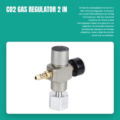 Dailygoods - CO2 Gasregelaar - 2 in 1 Mini - 30 psi Soda Manometer - Adapter 3/8in naar TR21.4 - Geschikt voor Bier Kegerator