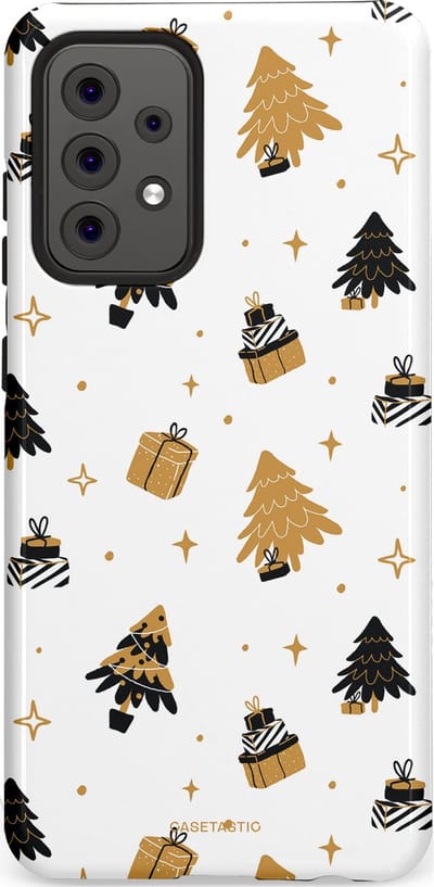 Casetastic hoesje geschikt voor Samsung Galaxy A52 (2021) 5G / Samsung Galaxy A52 (2021) 4G - Dubbellaagse bescherming - Kerst met Cadeautjes - Fashion Case - Wit Beige Donkergrijs